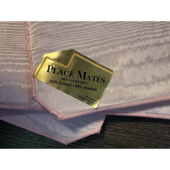 Vintage New Pink Textured Cotton Place Mates Set‎ of 4 - Picture 5 of 6